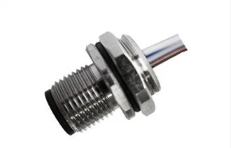 M12 ตัวผู้ชนิดบัดกรียึดด้านหลัง A- การเข้ารหัส 4PIN M16*1.5 สาย 0.5M